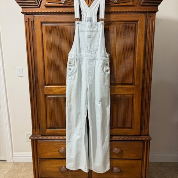 Levi's Women's Utility Carpenter Overalls Light Wash in Home Sweet Home Size M - Picture 1 of 6